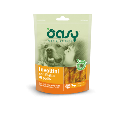 Ласощі для собак OASY DOG Dry курка Jerky Rawhide Twisted Stick 350 г, 343648