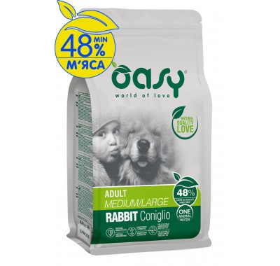 Сухий корм для собак OASY OAP ADULT Medium/Large кролик 2,5 кг, 348674