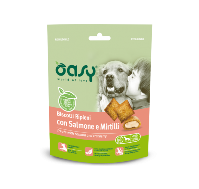 Ласощі для собак OASY DOG TREATS Лосось та чорниця 80 г, 346229