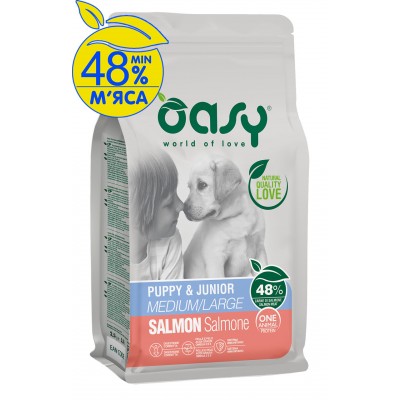Сухий корм для цуценят OASY OAP PUPPY Medium/Large лосось 2,5 кг, 348476