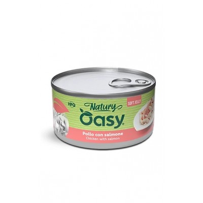 Вологий корм для кішок OASY CAT Wet Natury курка з лососем в желе 85 г, 512753