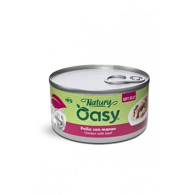Вологий корм для кішок OASY CAT Wet Natury курка з яловичиною в желе 85 г, 512777