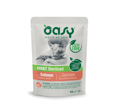 Вологий корм для кішок OASY CAT Adult Sterilized лосось 85 г, 343808