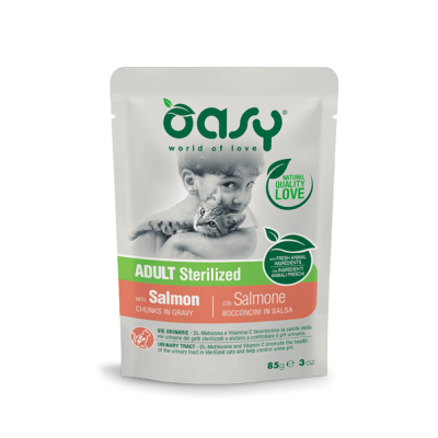 Вологий корм для кішок OASY CAT Adult Sterilized лосось 85 г, 343808