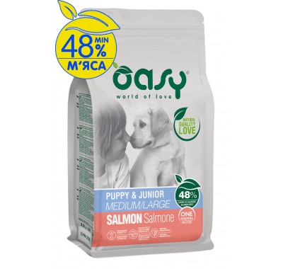 Сухий корм для цуценят OASY OAP PUPPY Medium/Large лосось 18 кг, 349282