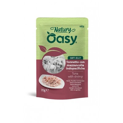 Вологий корм для кішок OASY CAT Wet Natury тунець з креветками в желе 70 г, 513958