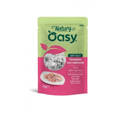Влажный корм для кошек OASY CAT Wet Natury тунец с лососем в желе 70 г, 514016