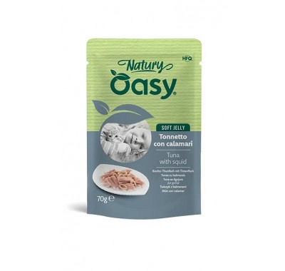 Влажный корм для кошек OASY CAT Wet Natury тунец с кальмаром в желе 70 г, 513934