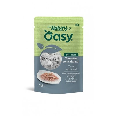 Вологий корм для кішок OASY CAT Wet Natury тунець з кальмаром в желе 70 г, 513934
