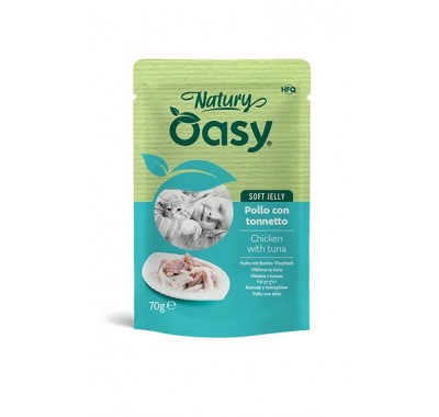 Влажный корм для кошек OASY CAT Wet Natury курица с тунцем в желе 70 г, 513811