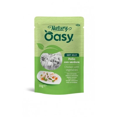 Вологий корм для кішок OASY CAT Wet Natury курка з овочами в желе 70 г, 513835