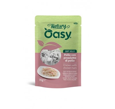 Влажный корм для кошек OASY CAT Wet Natury курица с ветчиной в желе 70 г, 513774