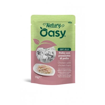 Вологий корм для кішок OASY CAT Wet Natury курка з шинкоюв желе 70 г, 513774
