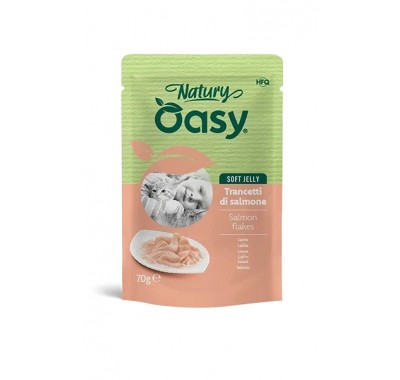Влажный корм для кошек OASY CAT Wet Natury лосось в желе 70 г, 513897