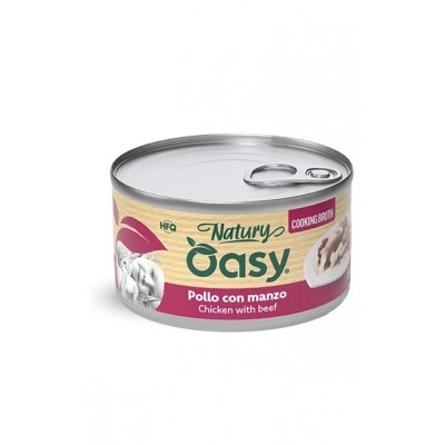 Вологий корм для кішок OASY CAT Wet Natury курка з яловичиною в бульйоні 85 г, 514672