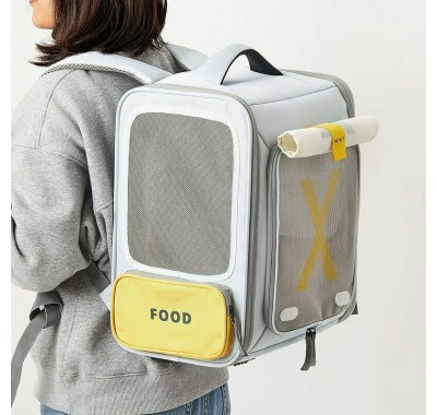 Рюкзак - переноска для собак та котів вагою до 6 кг PETKIT Breezy Zone 35x27x43 см (Yellow/Grey) P7703
