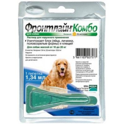 Frontline Combo М для собак вагою 10-20 кг, 1 піпетка