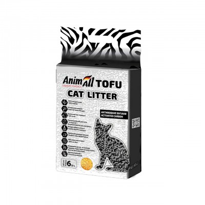 Cойовий наповнювач для кішок AnimAll TOFU Carbon Activ з активованим вугіллям 2,6 кг/6л 501536