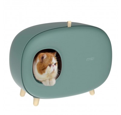 Закритий туалет для кішок Cat litter Box MS Modern, темно-зелений 60х38х45см
