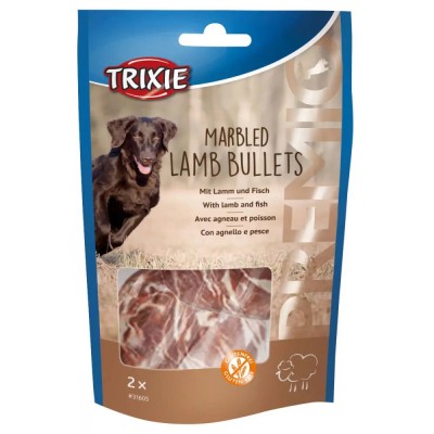 Ласощі для собак Trixie PREMIO Marbled Lamb Bullets сиром'ятна шкіра  ягня та риба 2шт/25г 31605