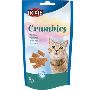 Ласощі для котів Trixie Crispies подушечки для виведення грудочок вовни 50г 4262