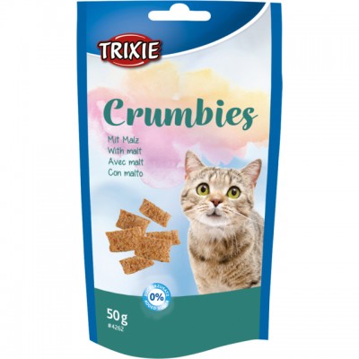 Ласощі для котів Trixie Crispies подушечки для виведення грудочок вовни 50г 4262