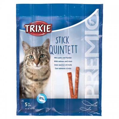Ласощі для кішок Trixie Premio Stick Quintett палички з лососем та фореллю 5х5г 42725