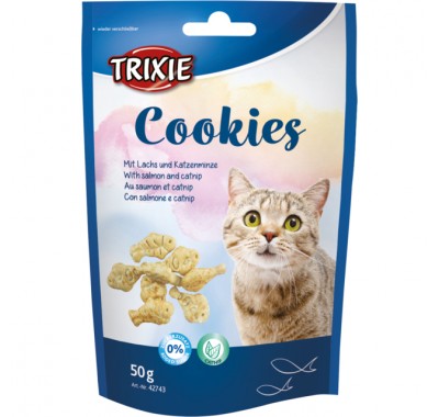 Печиво для кішок Trixie Cookies з лососем та котячою м'ятою 50г 42743