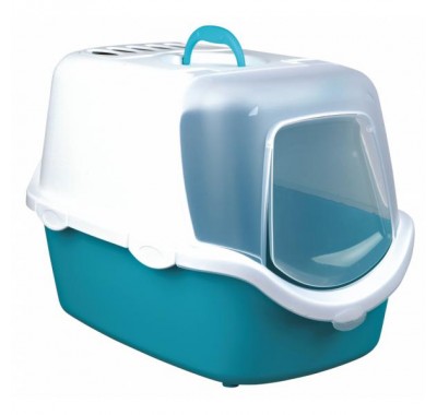 Туалет закрытый для котов Trixie Vico Easy Clean, аквамарин/белый 40х40х56 см, 40345