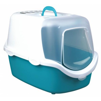 Туалет закрытый для котов Trixie Vico Easy Clean, аквамарин/белый 40х40х56 см, 40345