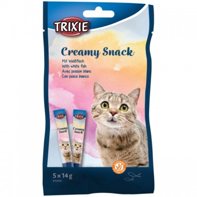 Ласощі для кішок Trixie Creamy Snack White Fish з білою рибою 5х14г 42683