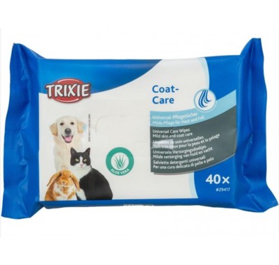 Cерветки очищаючі універсальні Trixie для догляду за шкірою/шерстю для собак, котів та інших дрібних тварин (40шт/уп), 29417