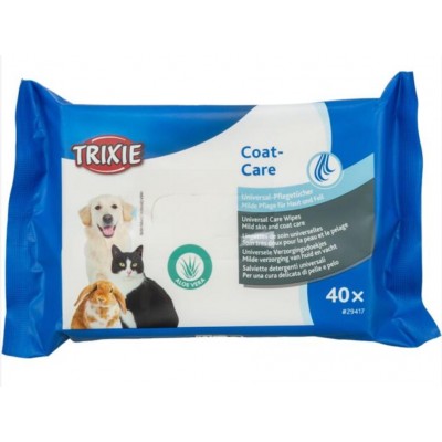Cерветки очищаючі універсальні Trixie для догляду за шкірою/шерстю для собак, котів та інших дрібних тварин (40шт/уп), 29417