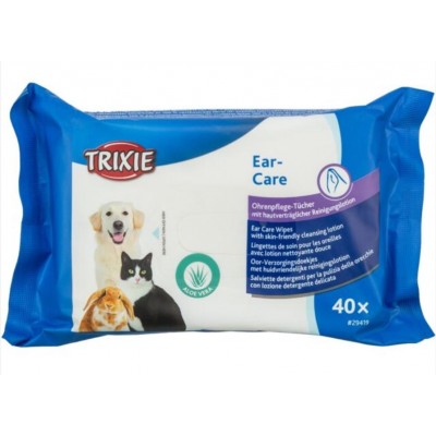 Серветки очищаючі Trixie для догляду за вухами для собак, кішок та інших дрібних тварин (40шт/уп), 29419