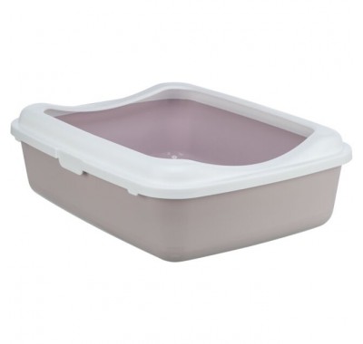 Туалет для кота з рамкою Trixie Classic, бузковий/білий, 37х15х48см 40186