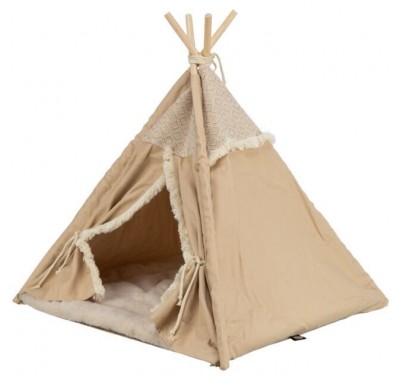 Лежак-вігвам для собак та кішок Trixie Tipi Boho, бежевий 55х65х55см 38211