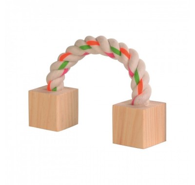 Іграшка для гризунів Trixie Канат з дерев'яними блоками 20 см 6186