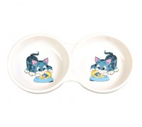 Миска керамічна для кішок Trixie, подвійна 0,15л/11см 4014
