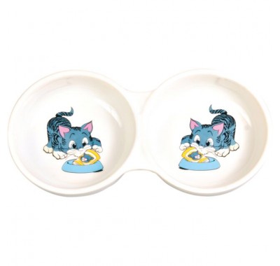 Миска керамічна для кішок Trixie, подвійна 0,15л/11см 4014