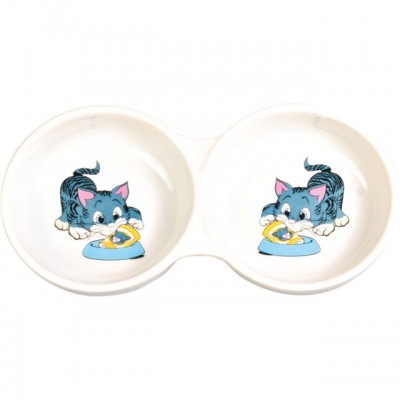 Миска керамічна для кішок Trixie, подвійна 0,15л/11см 4014
