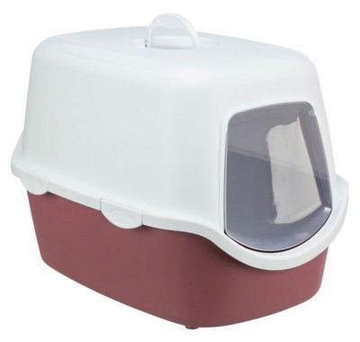 Туалет закритий для котів Trixie Vico 40х40х56см, бордовий/білий 40278