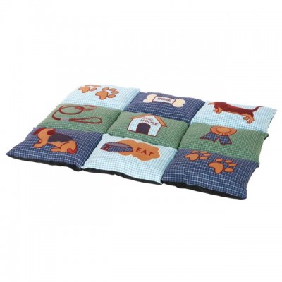 Матрац для собак Patchwork 80х55см блакитний/зелений з собачками 37069