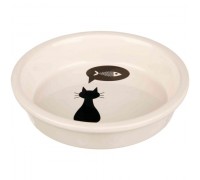 Миска керамічна для кішок Trixie, біла з чорною кішкою 0,25л/13см 24499