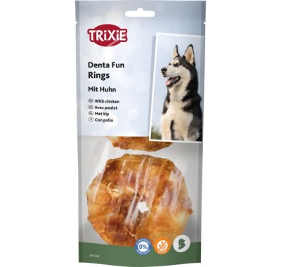 Ласощі для собак Trixie Denta Fun Жувальні кільця з куркою, 6см/110г, 2 шт 31332