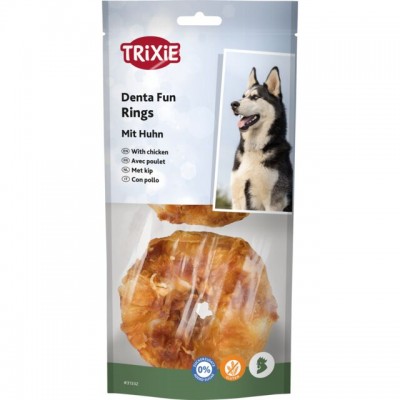 Ласощі для собак Trixie Denta Fun Жувальні кільця з куркою, 6см/110г, 2 шт 31332