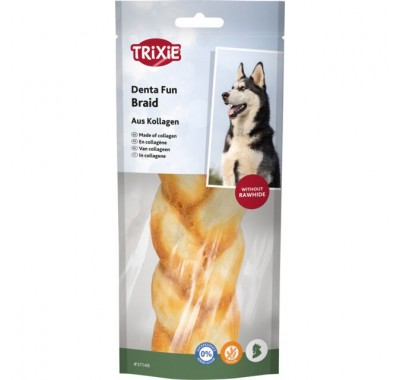 Ласощі для собак Trixie Denta Fun Жувальна коса (колаген/курка), 13см/65г 31148