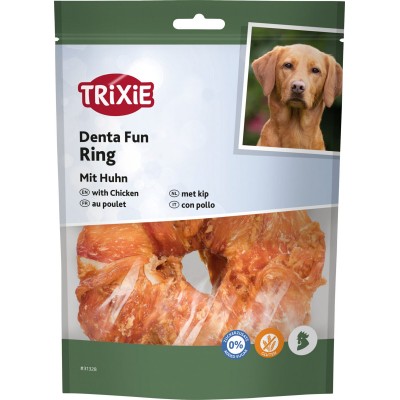 Ласощі для собак Trixie Кільце для чищення зубів з куркою Denta Fun 10см/110г 31328