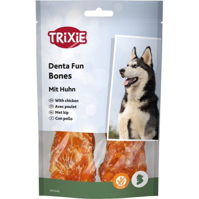 Ласощі для собак Trixie Кістка для чищення зубів Denta Fun з куркою 11см, 120 г/2 шт 31343