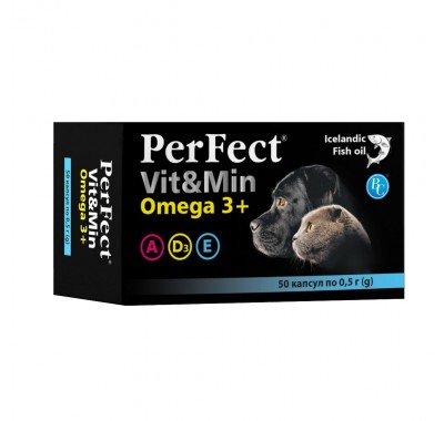 Риб'ячий жир PerFect Vit&Min Omega3+ для собак та котів 50 табл. по 0,5г 8944