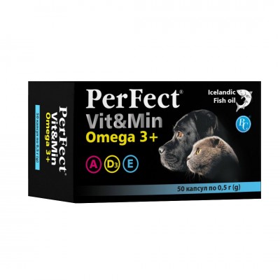 Риб'ячий жир PerFect Vit&Min Omega3+ для собак та котів 50 табл. по 0,5г 8944